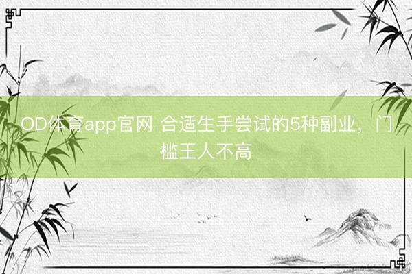OD体育app官网 合适生手尝试的5种副业,门槛王人不高