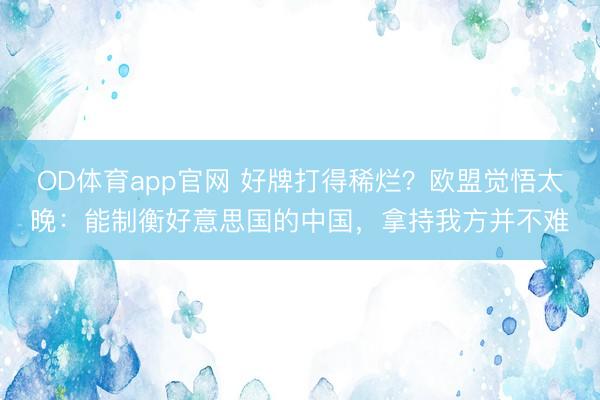 OD体育app官网 好牌打得稀烂?欧盟觉悟太晚:能制衡好意思国的中国,拿持我方并不难