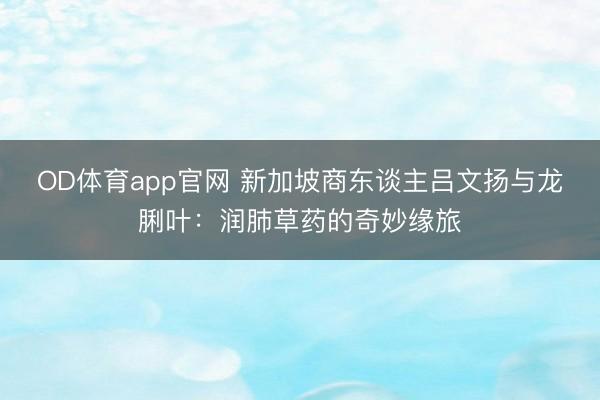 OD体育app官网 新加坡商东谈主吕文扬与龙脷叶：润肺草药的奇妙缘旅